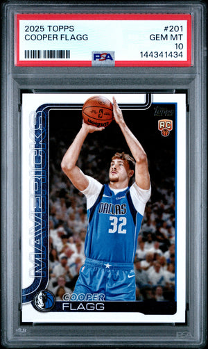 Cooper Flagg 2025 Topps Basketball Rookie Card #201 Graded PSA 10 Cert #144341434-Powers Sports Memorabilia