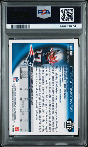 Rob Gronkowski 2010 Topps Chrome Refractor New England Patriots Signed Football RC Rookie Card #C112 Graded PSA 8 Auto 10 Cert #144419474-Powers Sports Memorabilia