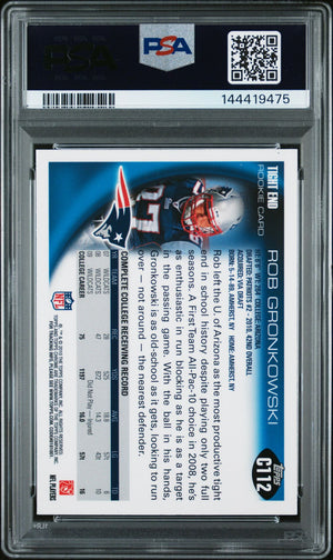 Rob Gronkowski 2010 Topps Chrome Running Cutting Pose New England Patriots Signed Football RC Rookie Card #C112 Graded PSA 8 Auto 10 Cert #144419475-Powers Sports Memorabilia