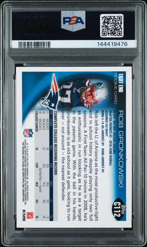 Rob Gronkowski 2010 Topps Chrome Running Cutting Pose New England Patriots Signed Football RC Rookie Card #C112 Graded PSA 9 Auto 10 Cert #144419476-Powers Sports Memorabilia