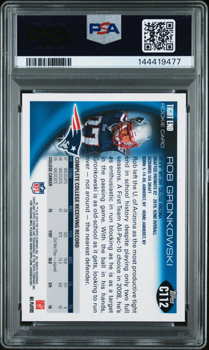 Rob Gronkowski 2010 Topps Chrome Running Cutting Pose New England Patriots Signed Football RC Rookie Card #C112 Graded PSA 9 Auto 10 Cert #144419477-Powers Sports Memorabilia