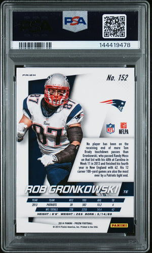 Rob Gronkowski 2014 Panini Prizm Red White Blue New England Patriots Signed Football Card #152 Graded PSA 9 Auto 10 Cert #144419478-Powers Sports Memorabilia