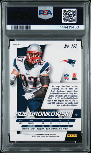 Rob Gronkowski 2014 Panini Prizm Red White Blue New England Patriots Signed Football Card #152 Graded PSA 10 Auto 10 Cert #144419480-Powers Sports Memorabilia