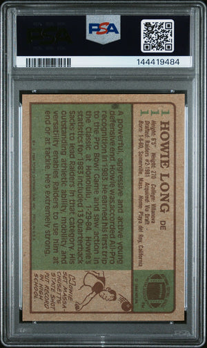 Howie Long 1984 Topps Oakland Raiders Signed Football RC Rookie Card #111 Graded PSA 8 PD Auto 10 Cert #144419484-Powers Sports Memorabilia