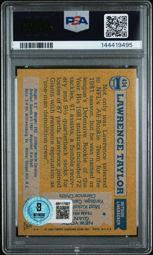 Lawrence Taylor 1982 Topps All-Pro New York Giants Signed Football RC Rookie Card #434 Graded PSA 5 Auto 10 Cert #144419495-Powers Sports Memorabilia