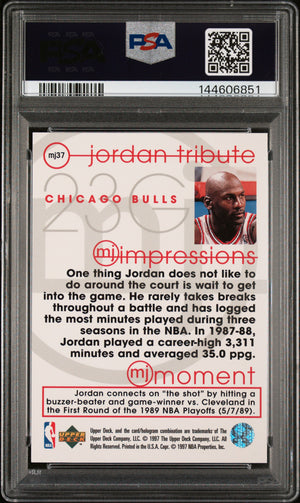 Michael Jordan 1996 Upper Deck Jordan Tribute MJ Impressions Chicago Bulls Basketball Card #MJ37 Graded PSA 9 Cert #144606851-Powers Sports Memorabilia