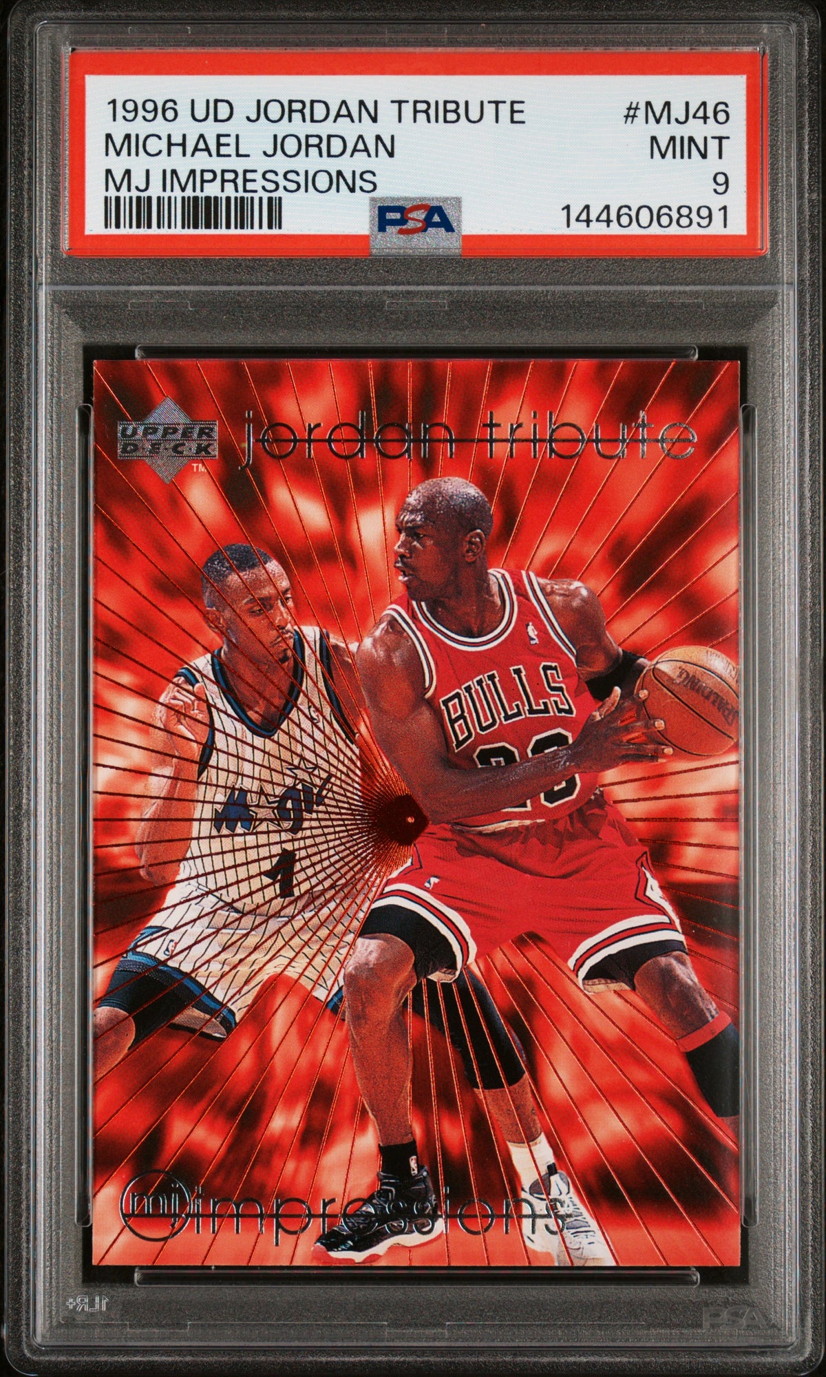 Michael Jordan 1996 Upper Deck Jordan Tribute MJ Impressions Chicago Bulls Basketball Card #MJ46 Graded PSA 9 Cert #144606891-Powers Sports Memorabilia