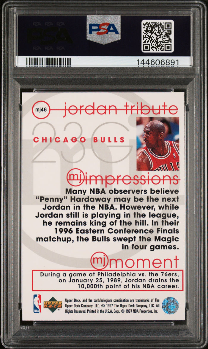 Michael Jordan 1996 Upper Deck Jordan Tribute MJ Impressions Chicago Bulls Basketball Card #MJ46 Graded PSA 9 Cert #144606891-Powers Sports Memorabilia