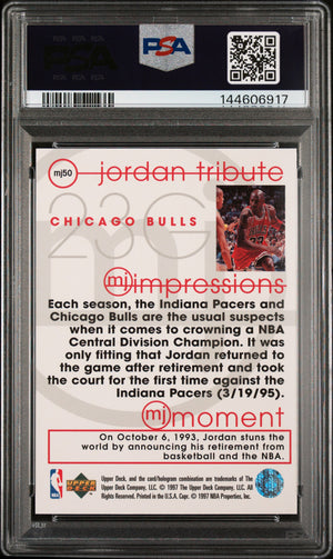 Michael Jordan 1996 Upper Deck Jordan Tribute MJ Impressions Chicago Bulls Basketball Card #MJ50 Graded PSA 9 Cert #144606917-Powers Sports Memorabilia