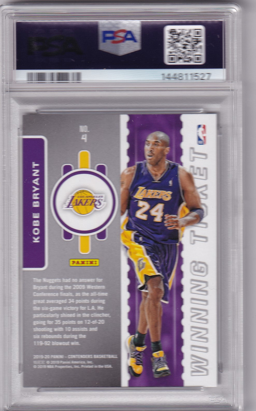Kobe Bryant 2019 Panini Contenders Lakers Card #4 PSA 9