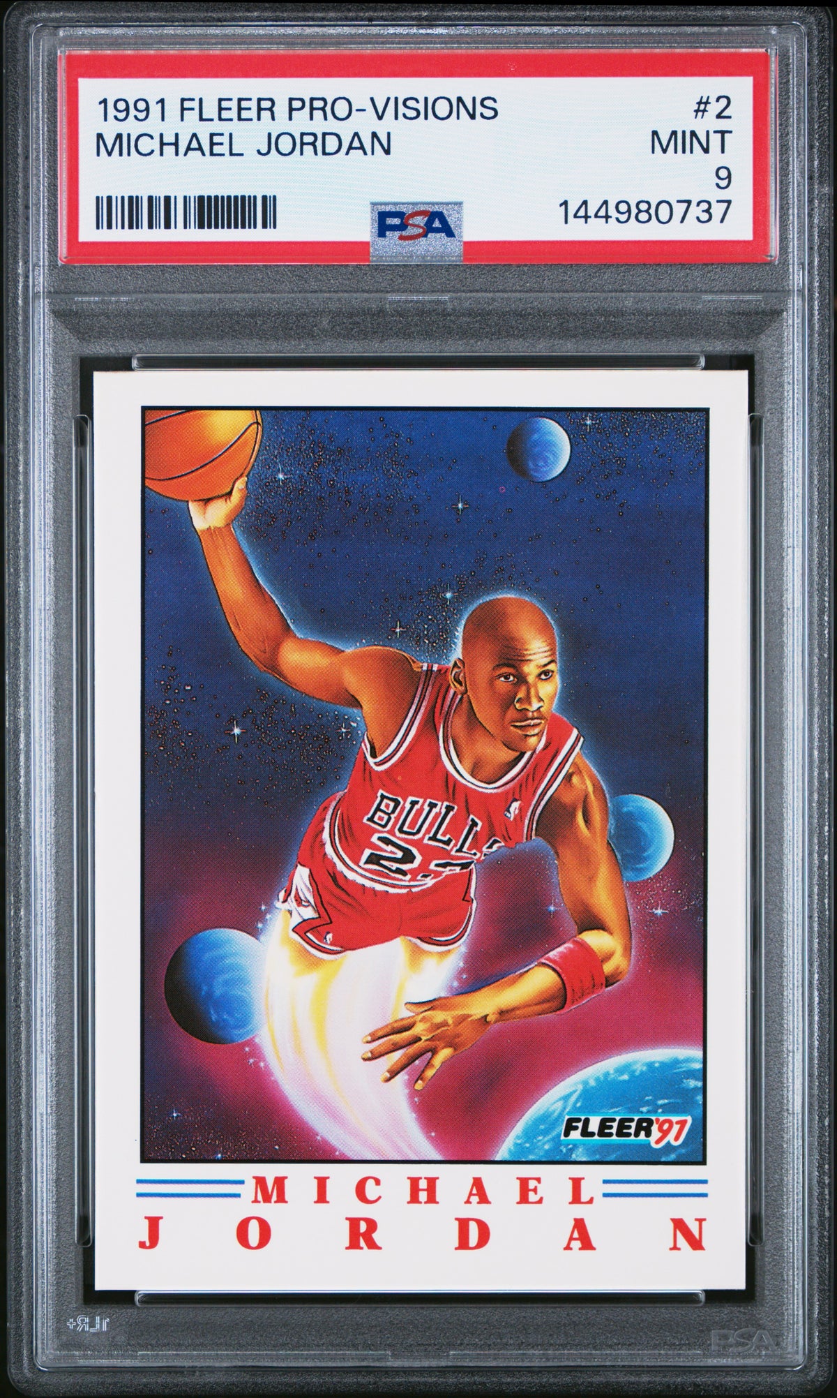 Michael Jordan 1991 Fleer Pro-Visions Chicago Bulls Basketball Card #2 Graded PSA 9 Cert #144980737-Powers Sports Memorabilia