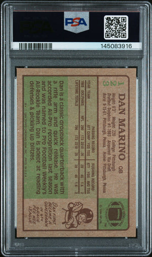 Dan Marino 1984 Topps Miami Dolphins Signed Football RC Rookie Card #123 RC Auto 10 Graded PSA 6 Cert #145083916-Powers Sports Memorabilia
