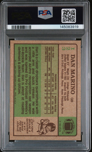 Dan Marino 1984 Topps Miami Dolphins Signed Football RC Rookie Card #123 RC Auto 9 Graded PSA 7 Cert #145083919-Powers Sports Memorabilia