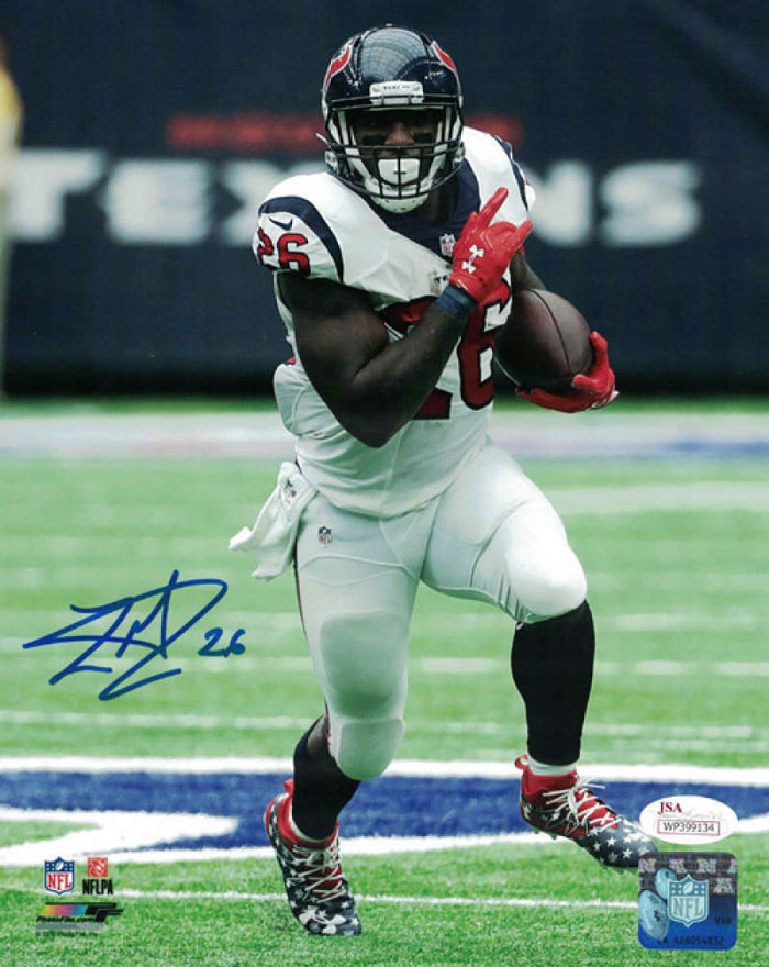 Lamar Miller Signed Houston Texans 8x10 Photo (White Solo) – JSA Authenticated-Powers Sports Memorabilia