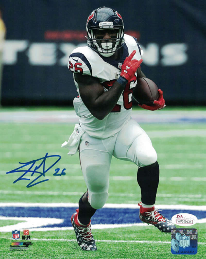 Lamar Miller Signed Houston Texans 8x10 Photo (White Solo) – JSA Authenticated-Powers Sports Memorabilia