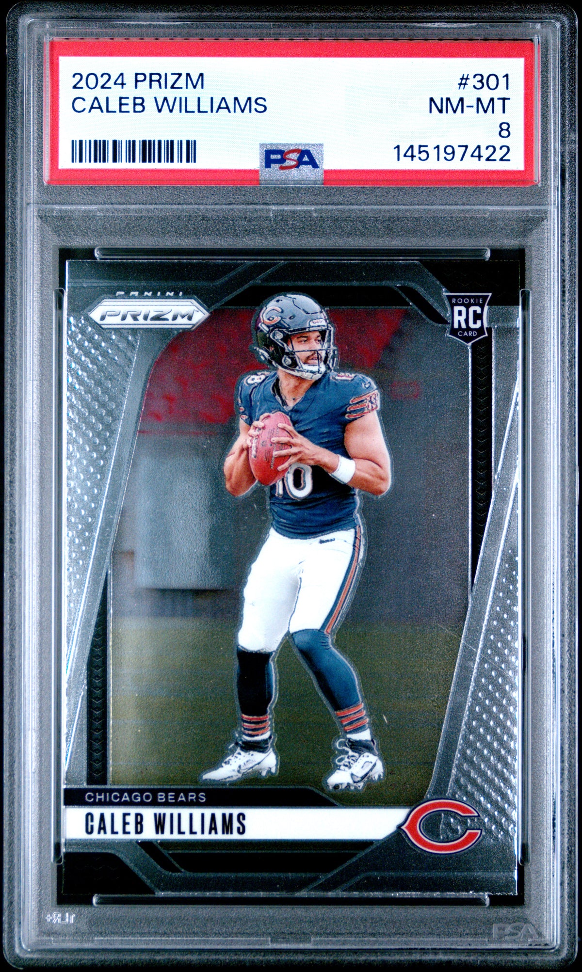 Caleb Williams 2024 Panini Prizm Chicago Bears Football RC Rookie Card #301 Graded PSA 8 Cert #145197422