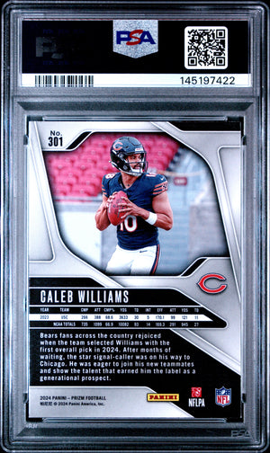 Caleb Williams 2024 Panini Prizm Chicago Bears Football RC Rookie Card #301 Graded PSA 8 Cert #145197422