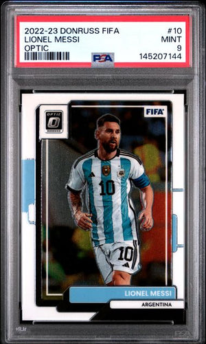 Lionel Messi 2022 Donruss FIFA Optic Argentina Card #10 PSA 9