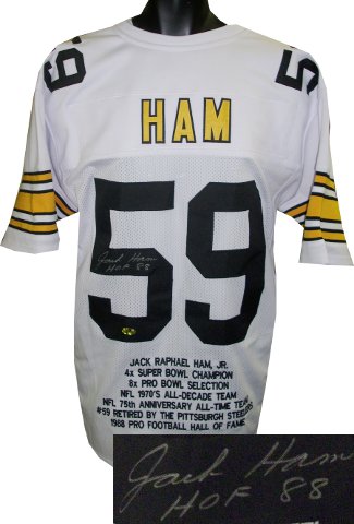 Jack Ham Autographed White TB Custom Stitched Pro Style Football Jersey HOF 88 w/ Embroidered Stats XL-Powers Sports Memorabilia