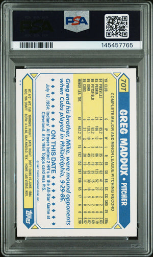 Greg Maddux 1987 Topps Traded Chicago Cubs Signed Baseball RC Rookie Card #70T Graded PSA 8 Auto 10 Cert #145457765-Powers Sports Memorabilia