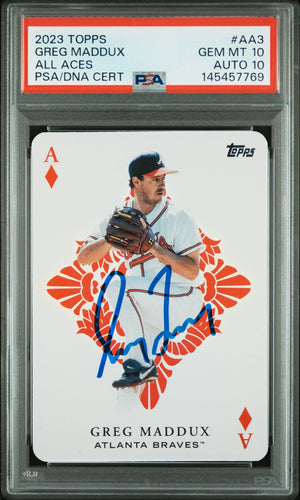 Greg Maddux 2023 Topps All Aces Atlanta Braves Signed Baseball Card #AA3 Graded PSA 10 Auto 10 Cert #145457769-Powers Sports Memorabilia