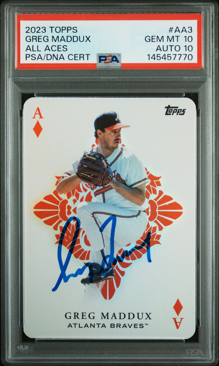 Greg Maddux 2023 Topps All Aces Atlanta Braves Signed Baseball Card #AA3 Graded PSA 10 Auto 10 Cert #145457770-Powers Sports Memorabilia