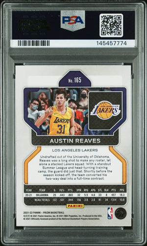 Austin Reaves 2021 Panini Prizm Los Angeles Lakers Signed Basketball RC Rookie Card #165 Graded PSA 9 Auto 10 Cert #145457774-Powers Sports Memorabilia