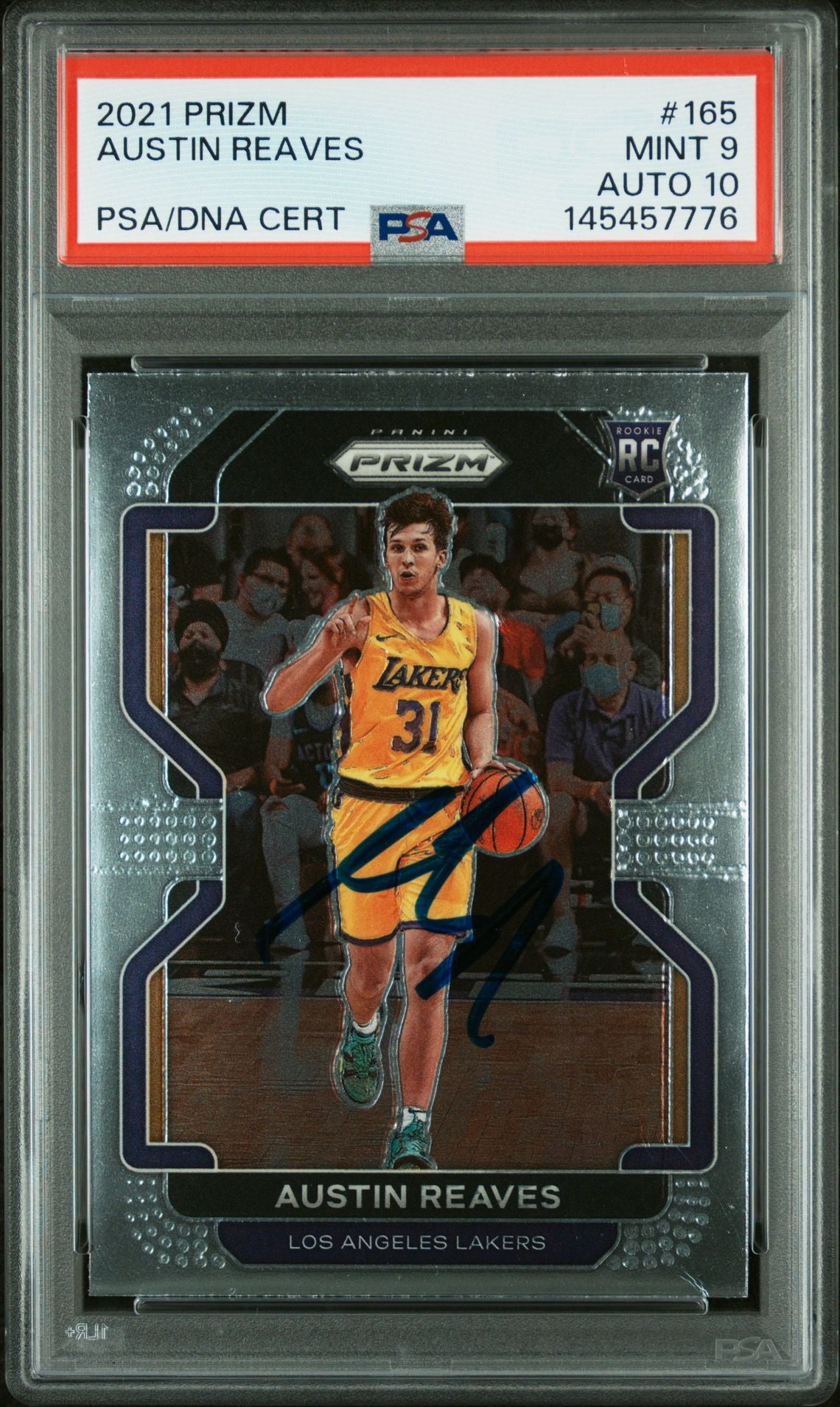 Austin Reaves 2021 Panini Prizm Los Angeles Lakers Signed Basketball RC Rookie Card #165 Graded PSA 9 Auto 10 Cert #145457776-Powers Sports Memorabilia