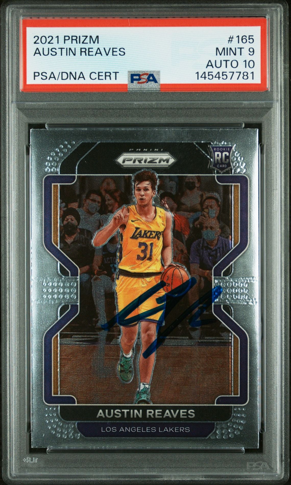 Austin Reaves 2021 Panini Prizm Los Angeles Lakers Signed Basketball RC Rookie Card #165 Graded PSA 9 Auto 10 Cert #145457781-Powers Sports Memorabilia