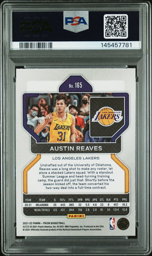 Austin Reaves 2021 Panini Prizm Los Angeles Lakers Signed Basketball RC Rookie Card #165 Graded PSA 9 Auto 10 Cert #145457781-Powers Sports Memorabilia