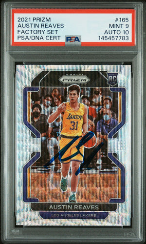 Austin Reaves 2021 Panini Prizm Factory Set Los Angeles Lakers Signed Basketball RC Rookie Card #165 Graded PSA 9 Auto 10 Cert #145457783-Powers Sports Memorabilia