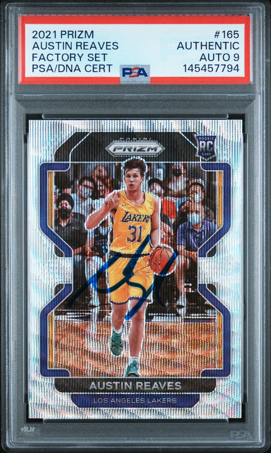 Austin Reaves 2021 Panini Prizm Factory Set Basketball Signed Rookie Card #165 Graded PSA Authentic Auto 9 Cert #145457794-Powers Sports Memorabilia