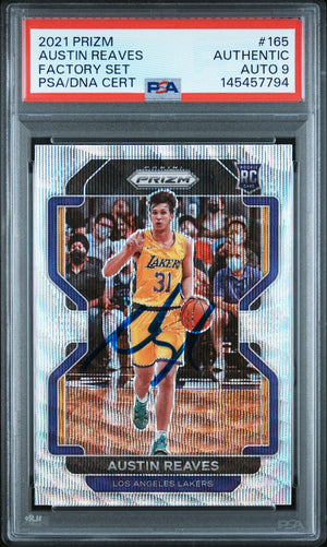 Austin Reaves 2021 Panini Prizm Factory Set Basketball Signed Rookie Card #165 Graded PSA Authentic Auto 9 Cert #145457794-Powers Sports Memorabilia