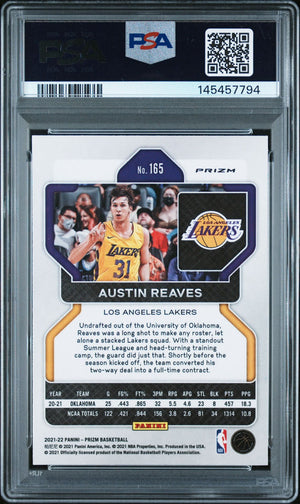 Austin Reaves 2021 Panini Prizm Factory Set Basketball Signed Rookie Card #165 Graded PSA Authentic Auto 9 Cert #145457794-Powers Sports Memorabilia
