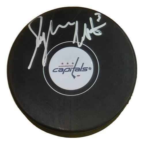 Sylvain Cote Washington Capitals Signed Hockey Puck-Powers Sports Memorabilia