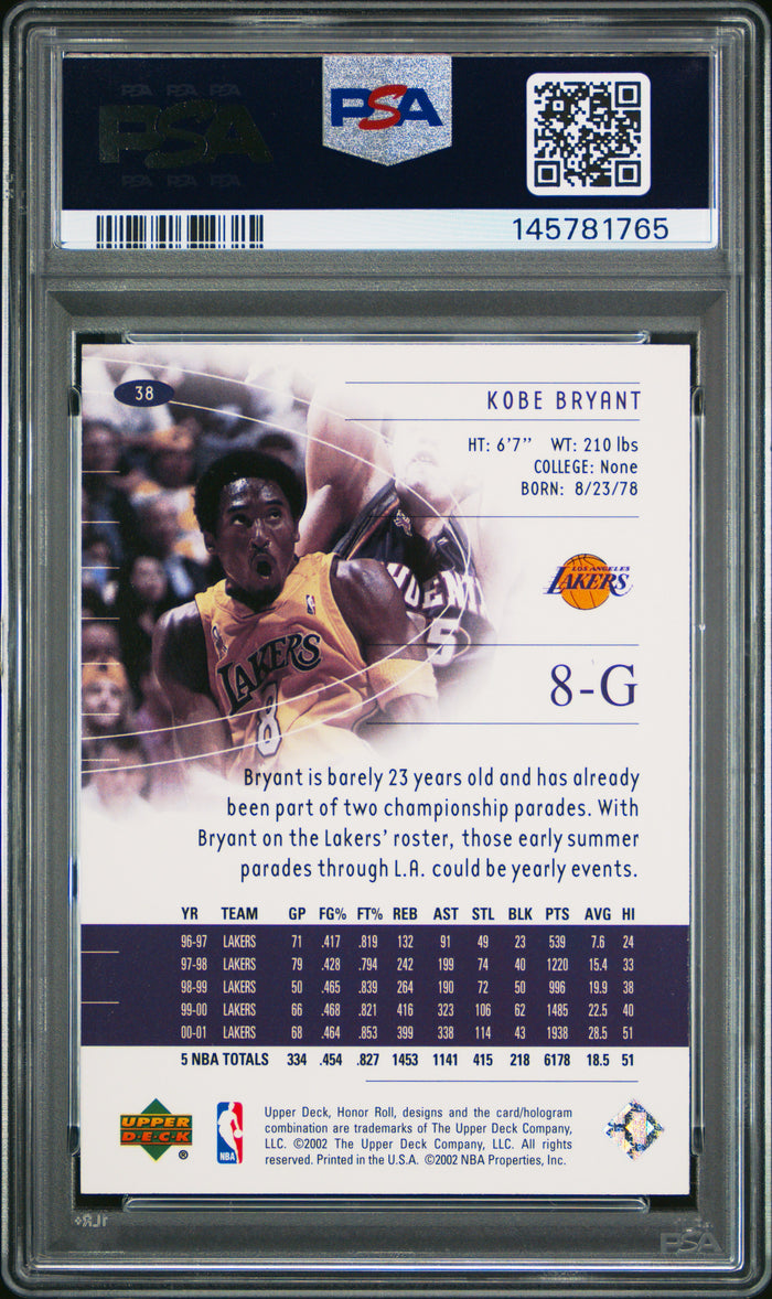 Kobe Bryant 2001 Upper Deck Honor Roll Los Angeles Lakers Basketball Card #38 Graded PSA 10 Cert #145781765-Powers Sports Memorabilia