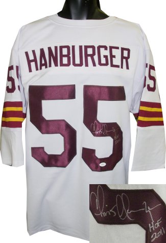 Chris Hanburger Autographed White TB Custom Stitched Pro Style Football Jersey 3/4 Sleeves HOF 2011 XL- JSA Hologram-Powers Sports Memorabilia