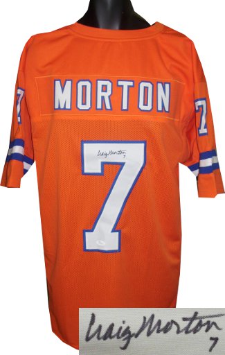 Craig Morton Autographed Orange TB Custom Stitched Pro Style Football Jersey XL #7- JSA Hologram-Powers Sports Memorabilia
