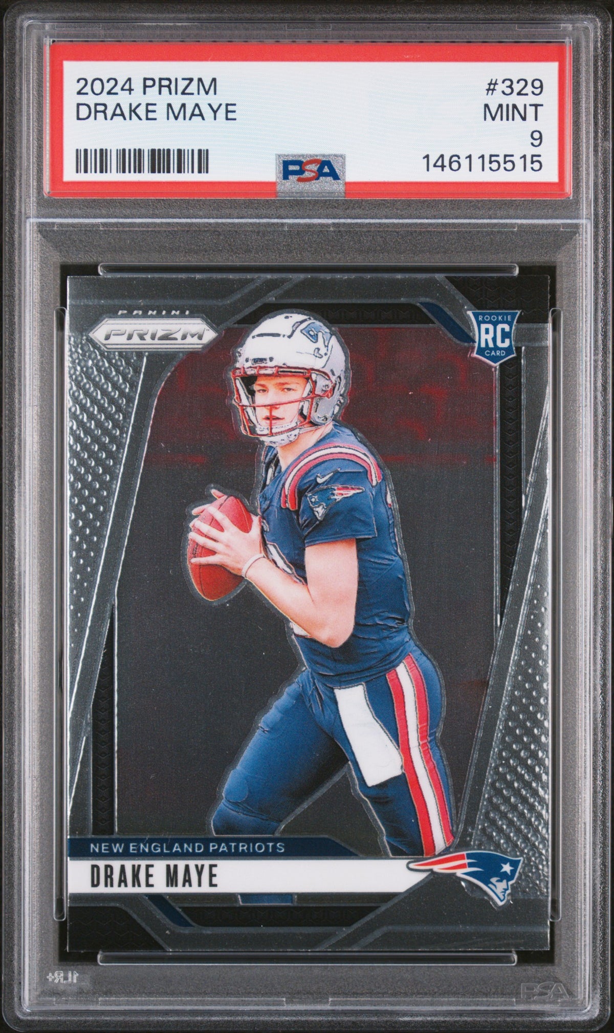 Drake Maye 2024 Panini Prizm Patriots Rookie Card #329 PSA 9
