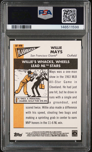 Willie Mays 2012 Topps Heritage Baseball Flashbacks San Francisco Giants Baseball Card #BF-WM Graded PSA 10 Cert #146511598-Powers Sports Memorabilia