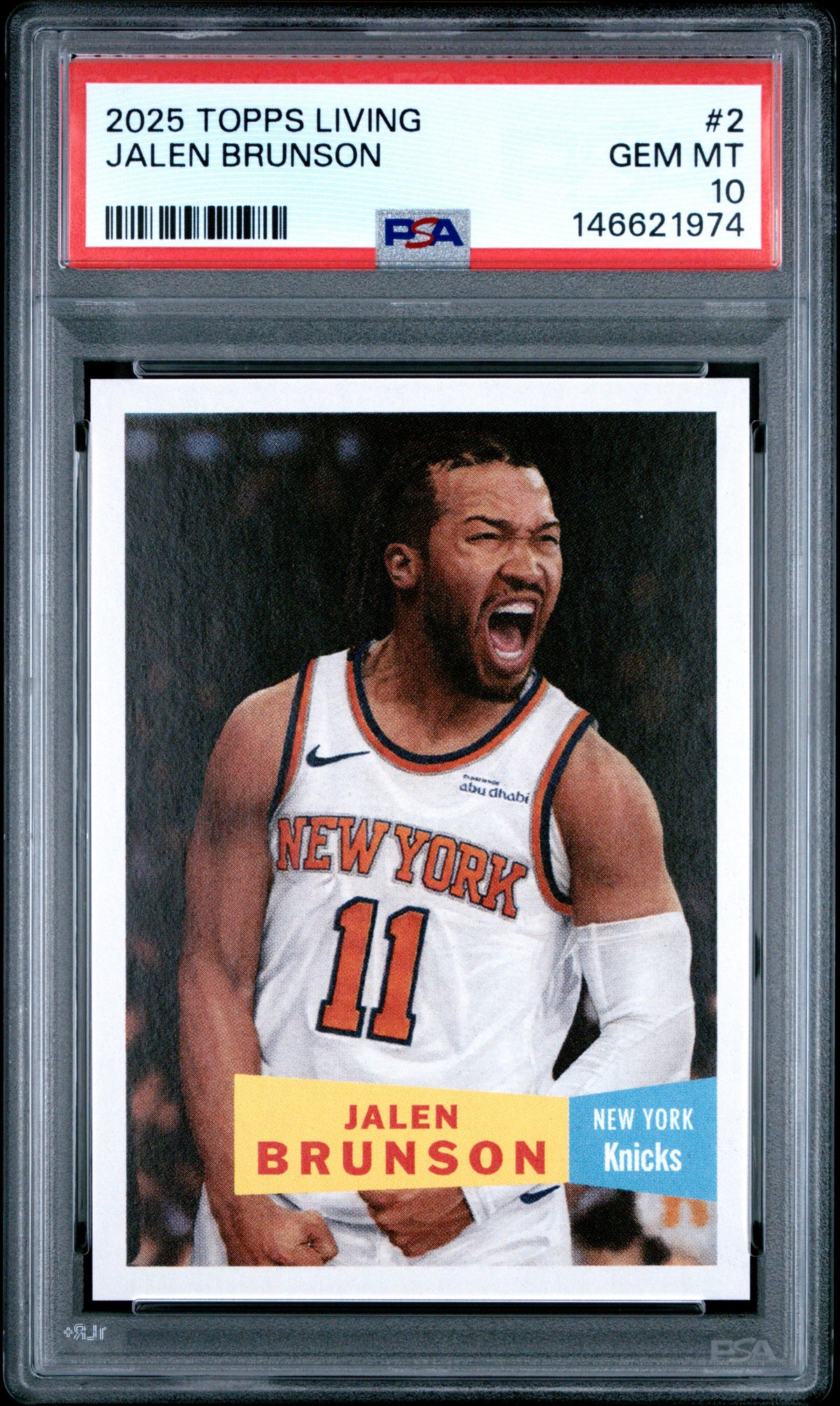 Jalen Brunson 2025 Topps Living Set New York Knicks Basketball Card #2 Graded PSA 10 Cert #146621974