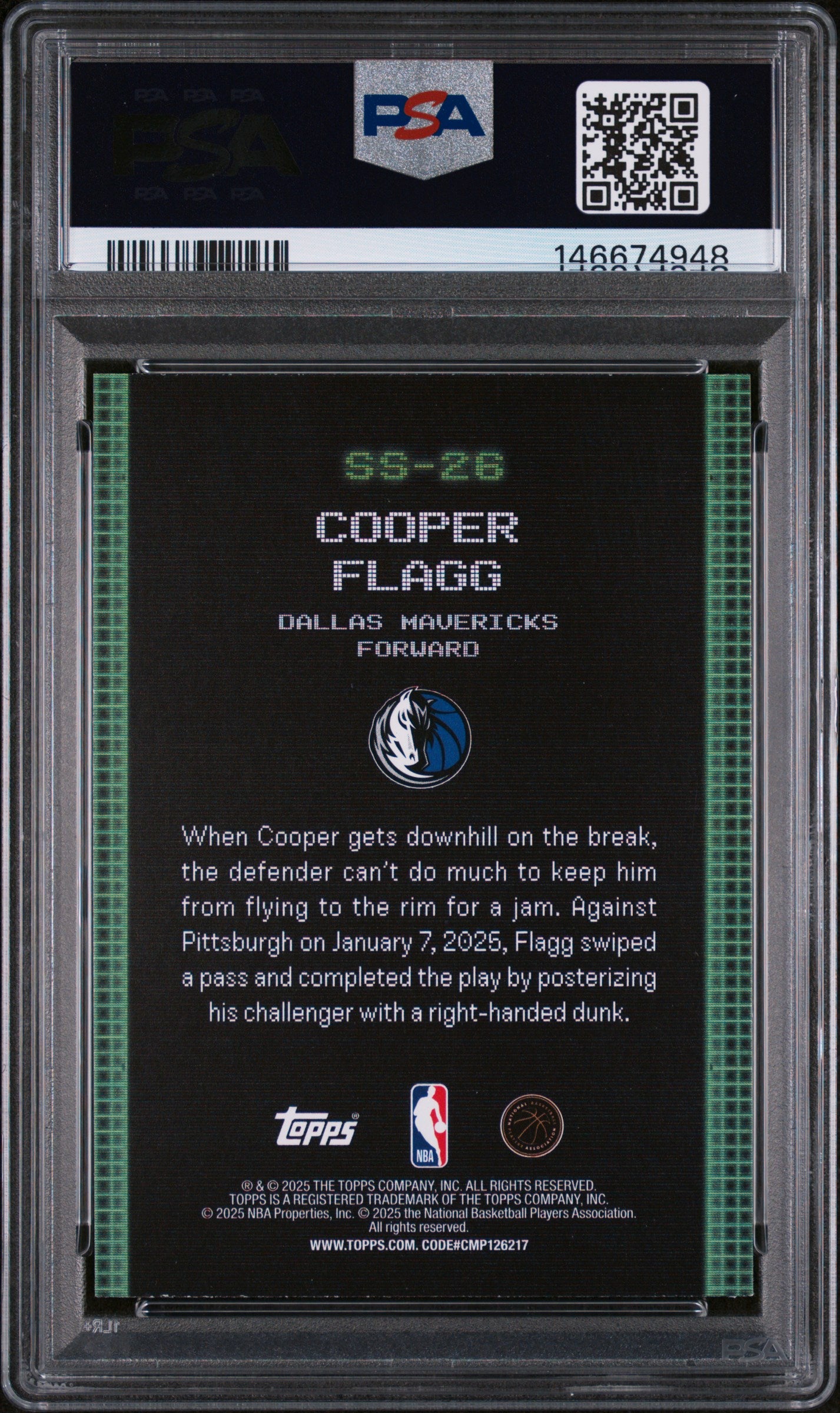 Cooper Flagg 2025 Topps Scan And Slam Basketball Rookie Card #SS-26 Graded PSA 9 Cert #146674948-Powers Sports Memorabilia