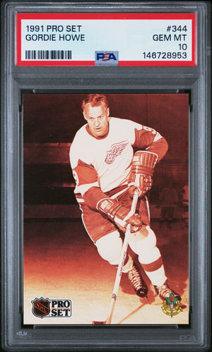 Gordie Howe 1991 Pro Set Hockey Card #344 Graded PSA 10 Cert #146728953-Powers Sports Memorabilia
