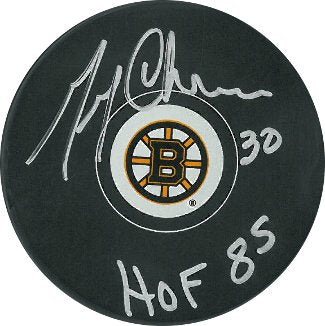 Gerry Cheevers Boston Bruins NHL Hockey Puck HOF 85 - MAB Hologram-Powers Sports Memorabilia