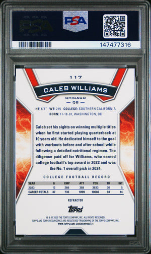 Caleb Williams 2024 Topps Resurgence Refractor Rookie Card #117 PSA 10-Powers Sports Memorabilia