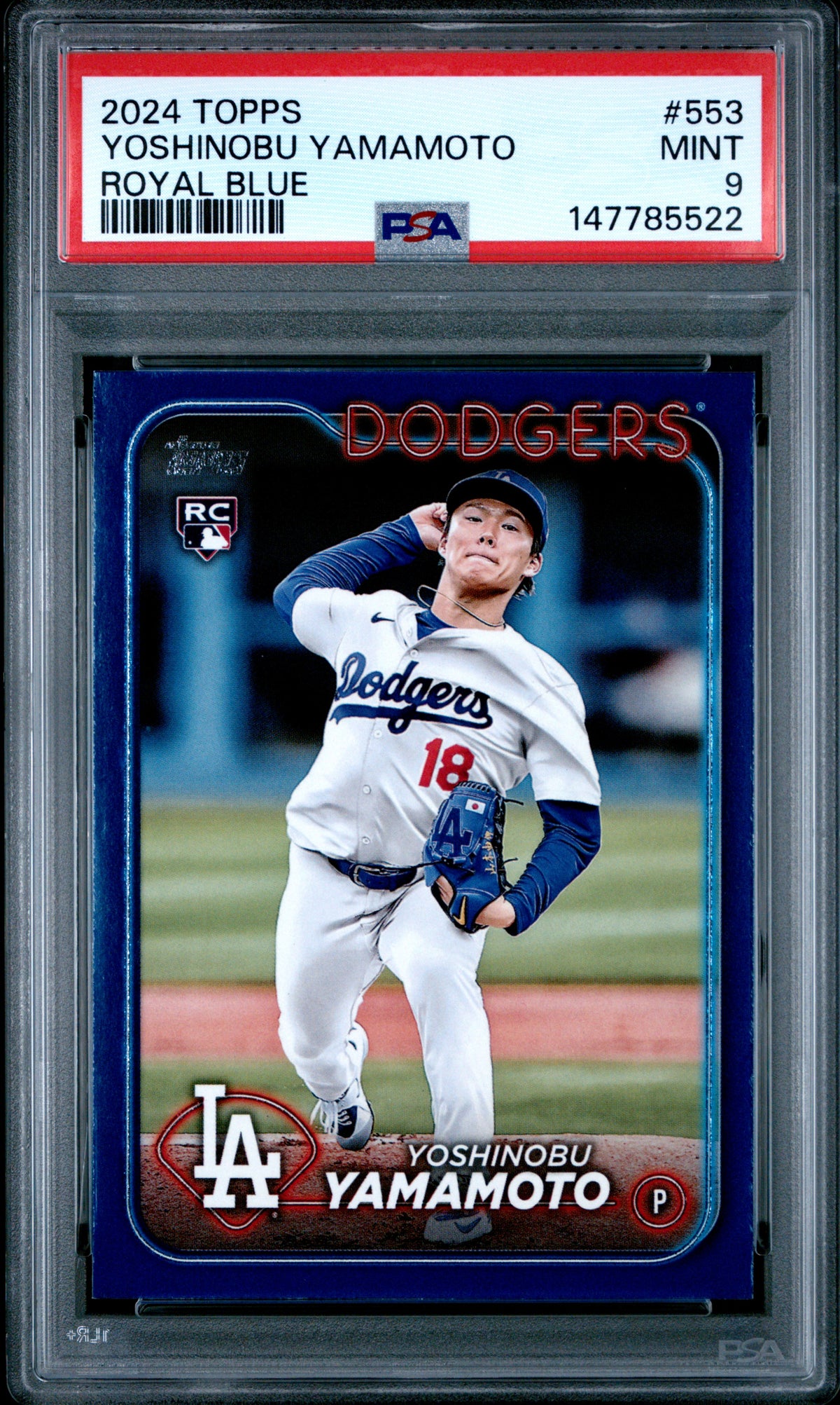 Yoshinobu Yamamoto 2024 Topps Blue RC Rookie Card #553 PSA 9