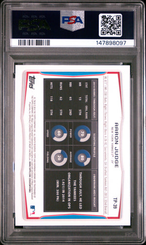 Aaron Judge 2014 Bowman Draft Top Prospects New York Yankees Baseball Rookie Card #TP39 Graded PSA 9 Cert #147898097
