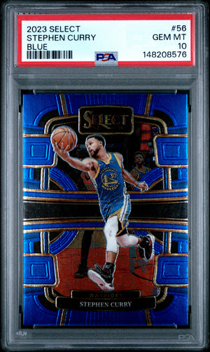 Stephen Curry 2023 Select Blue Golden State Warriors Basketball Card #56 Graded PSA 10 Cert #148208576-Powers Sports Memorabilia