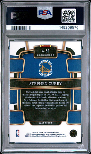 Stephen Curry 2023 Select Blue Golden State Warriors Basketball Card #56 Graded PSA 10 Cert #148208576-Powers Sports Memorabilia