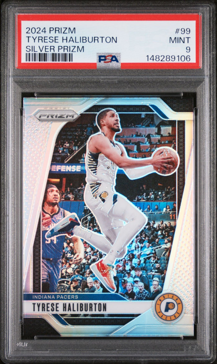 Tyrese Haliburton 2024 Panini Prizm Silver Prizm Indiana Pacers Basketball Card #99 Graded PSA 9 Cert #148289106